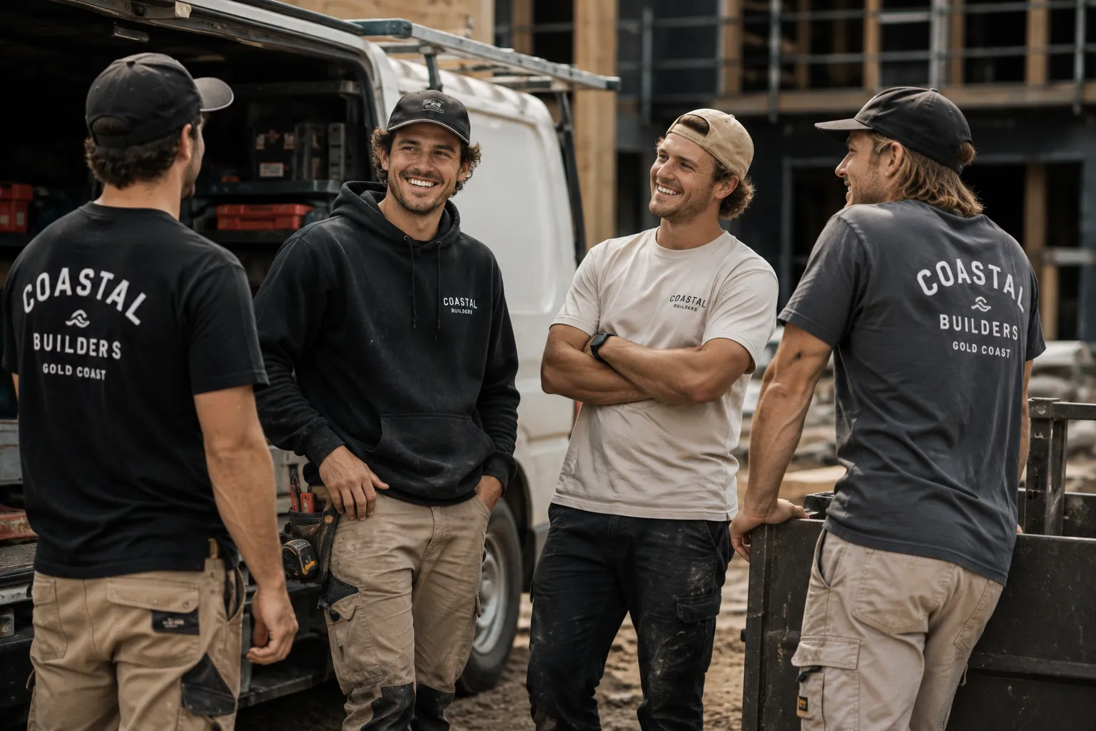 Custom trade and workwear apparel printed by Screenlab — branded tees and hoodies for tradies and construction crews
